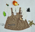 Baby Girl Brown Cheetah Print & Cat Necklace (6M - 4 Years)
