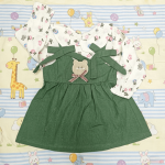 Green Frock with Floral White Shirt Set for Baby Girls | Winter Collection | China Imported