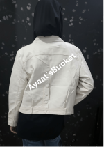 Ladies Leather Jacket Zipper OFFWHITE | China Imported - Image 2