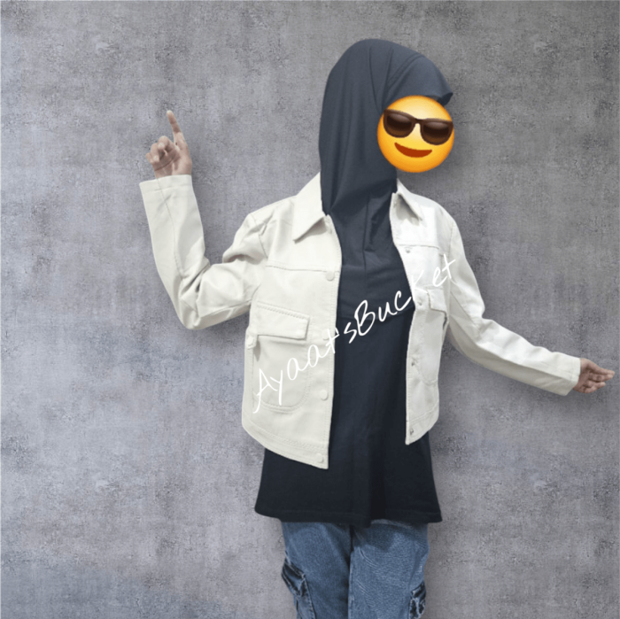 Ladies Leather Jacket Zipper OFFWHITE | China Imported - Image 3