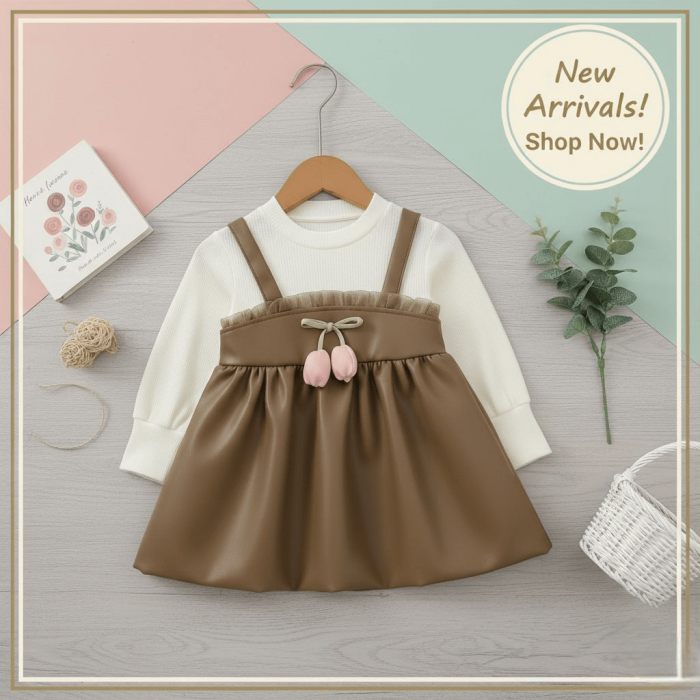 Leather Frock – OLIVE GREEN / CHOCOLATE - Image 6