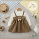 Leather Frock – OLIVE GREEN / CHOCOLATE - Image 2